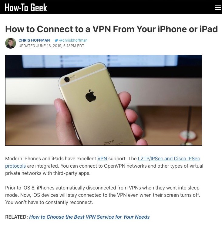 How to Connect to a VPN From Your iPhone or iPad